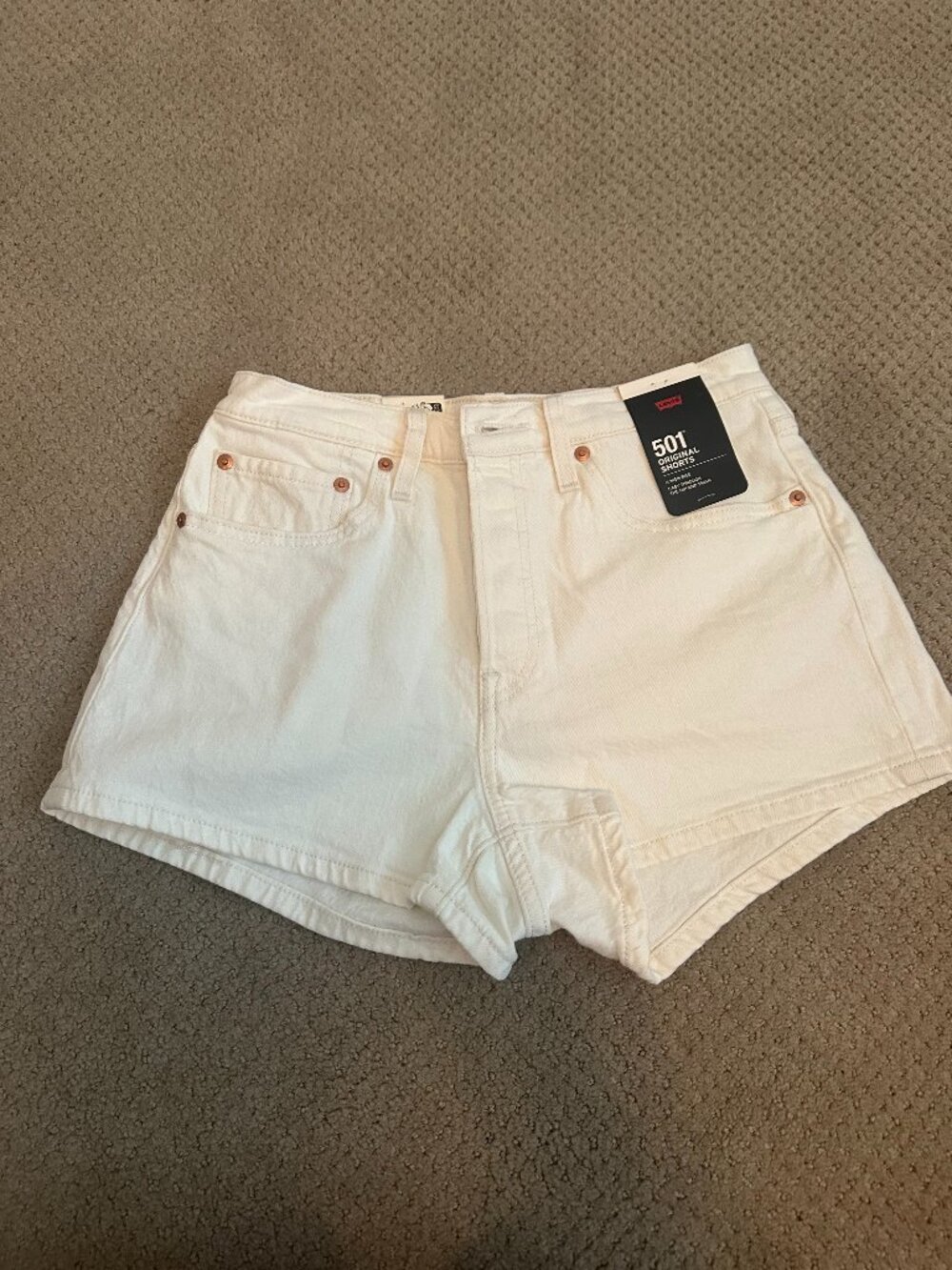 Levi's 501 Original High Rise White Denim Shorts Size 27 NWT